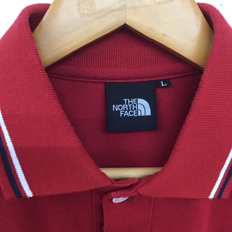 ザノースフェイス THE NORTH FACE ポロシャツ 半袖 半袖ポロシャツ カラーシャツ 半袖カットソー L ロゴ、文字 赤 / レッド / メンズ USED 古着 中古 10138575