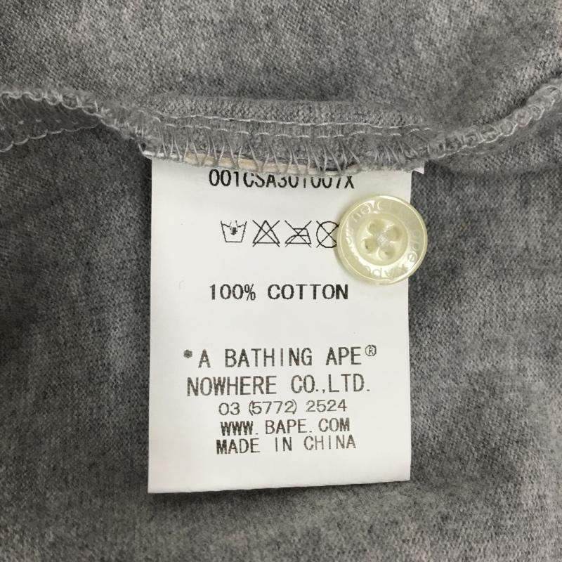アベイシングエイプ A BATHING APE Tシャツ 半袖 半袖カットソー プリントTシャツ クルーネックカットソー L ロゴ、文字 灰 / グレー / メンズ USED 古着 中古 10121574