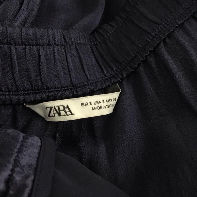ザラ ZARA パンツ スラックス 9479 076 401 イージーパンツ ワイドパンツ S 無地 紺 / ネイビー / レディース USED 古着 中古 10139248
