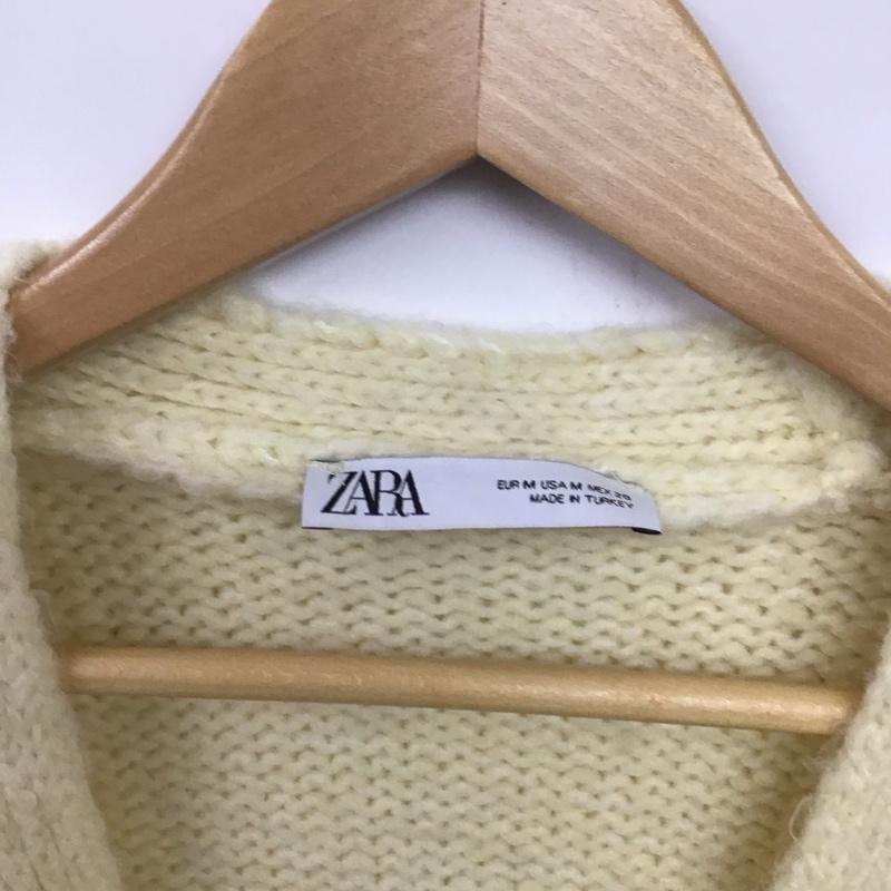 ザラ ZARA カーディガン 長袖 ニットカーディガン M 無地 白 / ホワイト / レディース USED 古着 中古 10133193