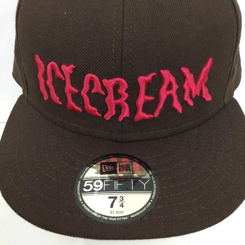 アイスクリーム ICECREAM 帽子 キャップ NEW ERA 59FIFTY ウール 61.5cm ロゴ、文字 茶 / ブラウン / メンズ USED 古着 中古 10128803