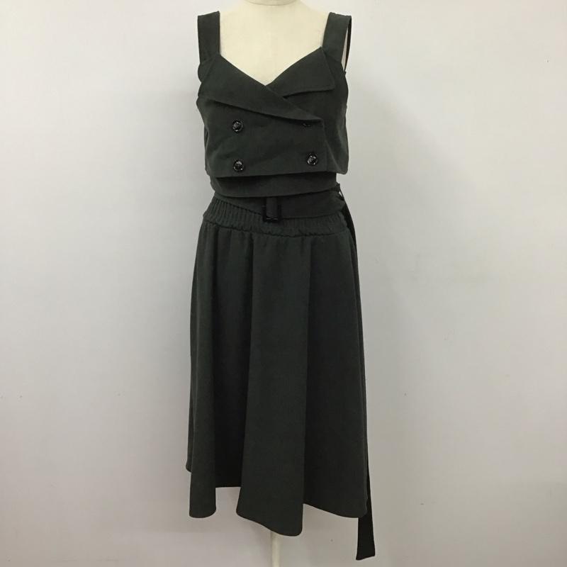 セシルマクビー CECIL McBEE セットアップ セットアップ ビスチェ スカート M 無地 カーキ / カーキ / レディース USED 古着 中古 10112633