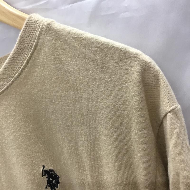 ユーエスポロアッスン U.S.POLO ASSN. Tシャツ 半袖 半袖カットソー プリントTシャツ クルーネックカットソー FREE ロゴ、文字 ベージュ / ベージュ / レディース USED 古着 中古 10113327