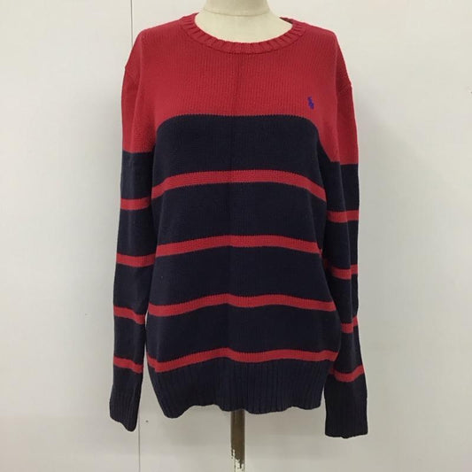 ポロラルフローレン POLO RALPH LAUREN ニット、セーター 長袖 ボーダー コットンニット L ワンポイント 赤 / レッド / X 紺 / ネイビー /  レディース USED 古着 中古 10114761