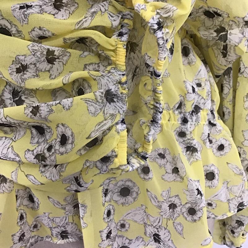 ザラ ZARA シャツ、ブラウス 長袖 2928 160 047 シアー S 花柄 黄 / イエロー / レディース USED 古着 中古 10111434