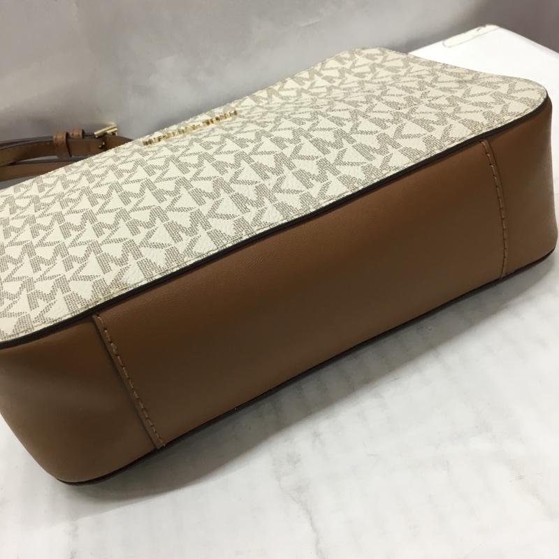 マイケルコース MICHAEL KORS ショルダーバッグ ショルダーバッグ 32F8GD5M2B フリンジ ロゴ 総柄 茶 / ブラウン / X オフホワイト / オフホワイト / レディース USED 古着 中古 10112518