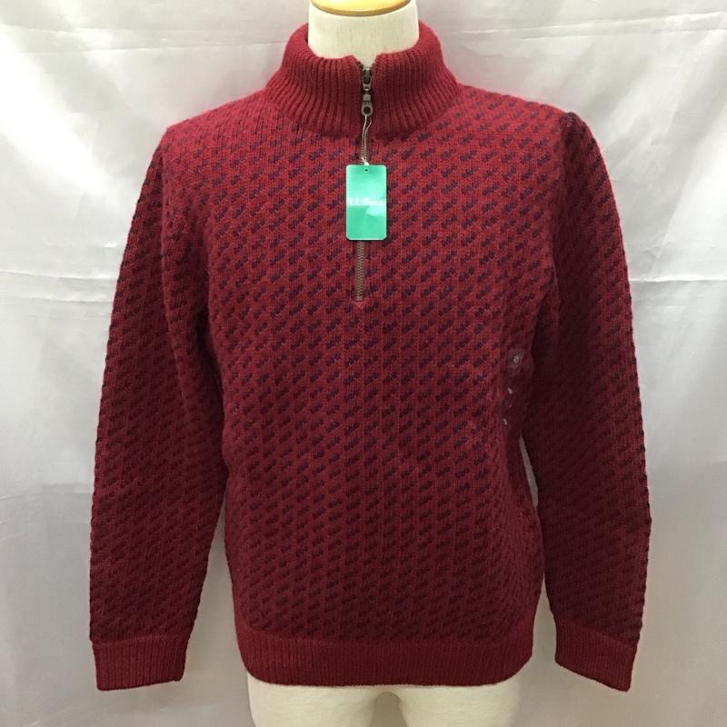 エルエルビーン L.L.Bean ニット、セーター 長袖 長袖ニットカットソー ニット セーター ジップネックニット S 総柄 えんじ / ワインレッド / X 紺 / ネイビー / メンズ USED 古着 中古 10111708