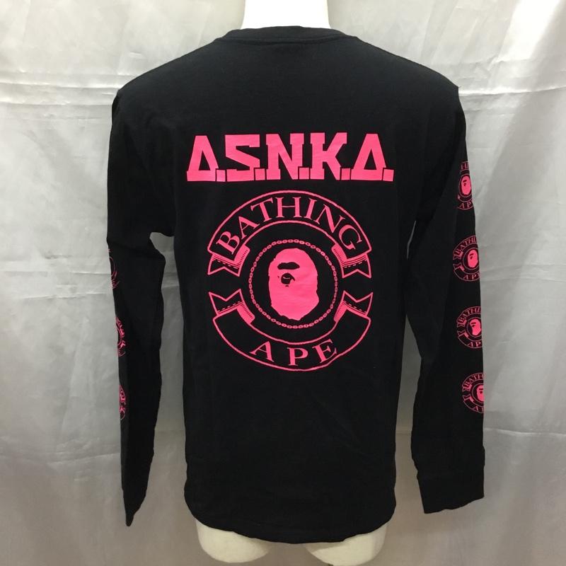 ベイプ BAPE カットソー 長袖 長袖カットソー クルーネックカットソー 長袖Tシャツ プリントTシャツ M ロゴ、文字 黒 / ブラック /  メンズ USED 古着 中古 10111288