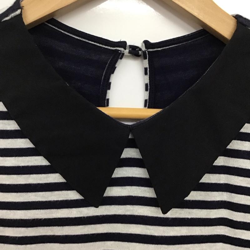 ジルスチュアート JILLSTUART タンクトップ タンクトップ ノースリーブカットソー カラーネック プルオーバー M ボーダー柄 灰 / グレー / X 黒 / ブラック / X 紺 / ネイビー / レディース USED 古着 中古 10136261