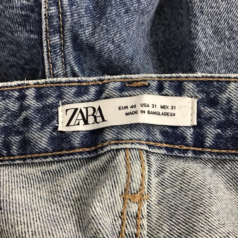 ザラ ZARA パンツ デニム、ジーンズ デニムパンツ ワイドパンツ カジュアルパンツ 40 ダメージ加工 インディゴ / インディゴ / メンズ USED 古着 中古 10132704