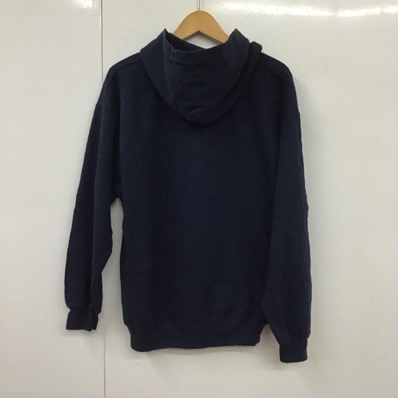 ギルダン GILDAN パーカー 長袖 M ロゴ、文字 X プリント 紺 / ネイビー / メンズ USED 古着 中古 10130162