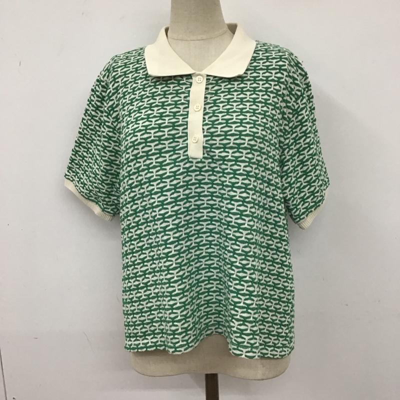 ザラ ZARA カットソー 半袖 半袖カットソー ポロシャツ カラーシャツ カジュアルシャツ L 総柄 白 / ホワイト / X 緑 / グリーン / レディース USED 古着 中古 10110843