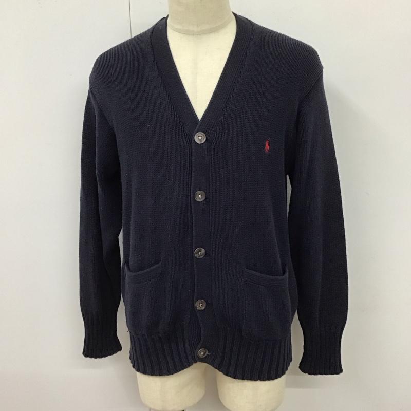 ポロバイラルフローレン Polo by RALPH LAUREN カーディガン 長袖 長袖ニットカーディガン リブニットカーディガン 前ボタン S ロゴ、文字 紺 / ネイビー / メンズ USED 古着 中古 10114978