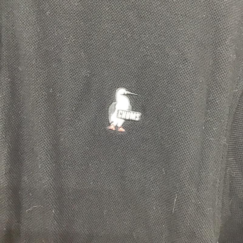チャムス CHUMS ワンピース ロングスカート 半袖ポロシャツワンピース ロングワンピース ストレッチ L ロゴ、文字 黒 / ブラック / レディース USED 古着 中古 10128934