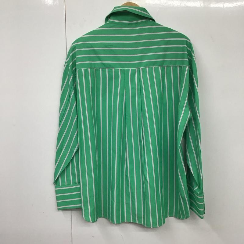 ザラ ZARA シャツ、ブラウス 長袖 3666 165 131 オーバーサイズ XS ストライプ 緑 / グリーン / X 白 / ホワイト / X 桃 / ピンク / レディース USED 古着 中古 10131306