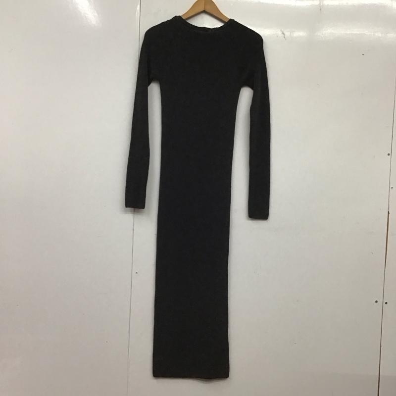 ザラ ZARA ワンピース ロングスカート 6427 001 802 Vネック リブ 長袖 XS 無地 灰 / グレー / レディース USED 古着 中古 10139403