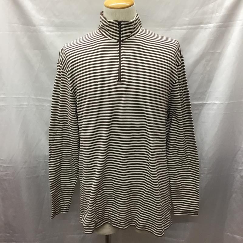 ブルックスブラザーズ BROOKS BROTHERS カットソー 長袖 52326-81 ハーフジップ M ボーダー柄 白 / ホワイト / X 茶 / ブラウン /  メンズ USED 古着 中古 10111383