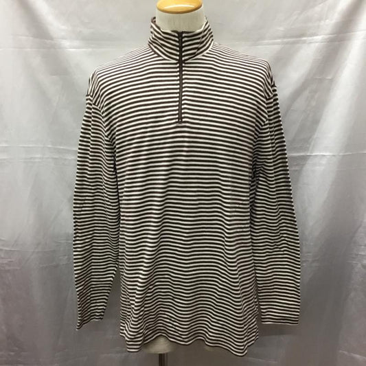 ブルックスブラザーズ BROOKS BROTHERS カットソー 長袖 52326-81 ハーフジップ M ボーダー柄 白 / ホワイト / X 茶 / ブラウン /  メンズ USED 古着 中古 10111383