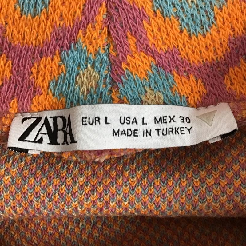 ザラ ZARA ワンピース ロングスカート 長袖ワンピース フレアスカート L プリント マルチカラー / マルチカラー / レディース USED 古着 中古 10135446