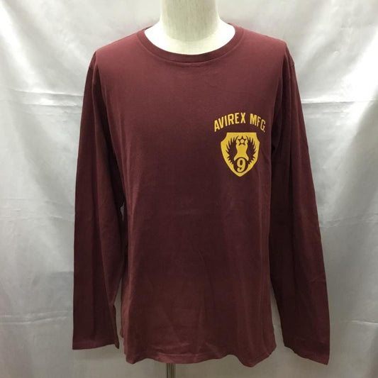 アヴィレックス AVIREX カットソー 長袖 長袖カットソー クルーネックカットソー ロングスリーブカットソー プリントTシャツ XL プリント えんじ / ワインレッド /  メンズ USED 古着 中古 10108787