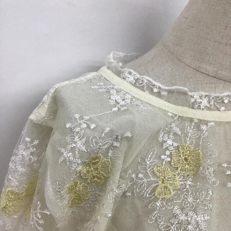 ミスティウーマン mysty woman カットソー 長袖 MW860039AL チュール刺繍袖タックブラウス FREE 刺繍 白 / ホワイト / X 黄 / イエロー /  レディース USED 古着 中古 10107166