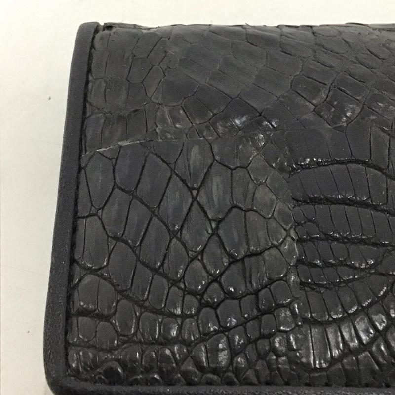 古着 USED カードケース 名刺入れ レザー クロコダイル 箱有 アニマル柄 黒 / ブラック / メンズ USED 古着 中古 10135299