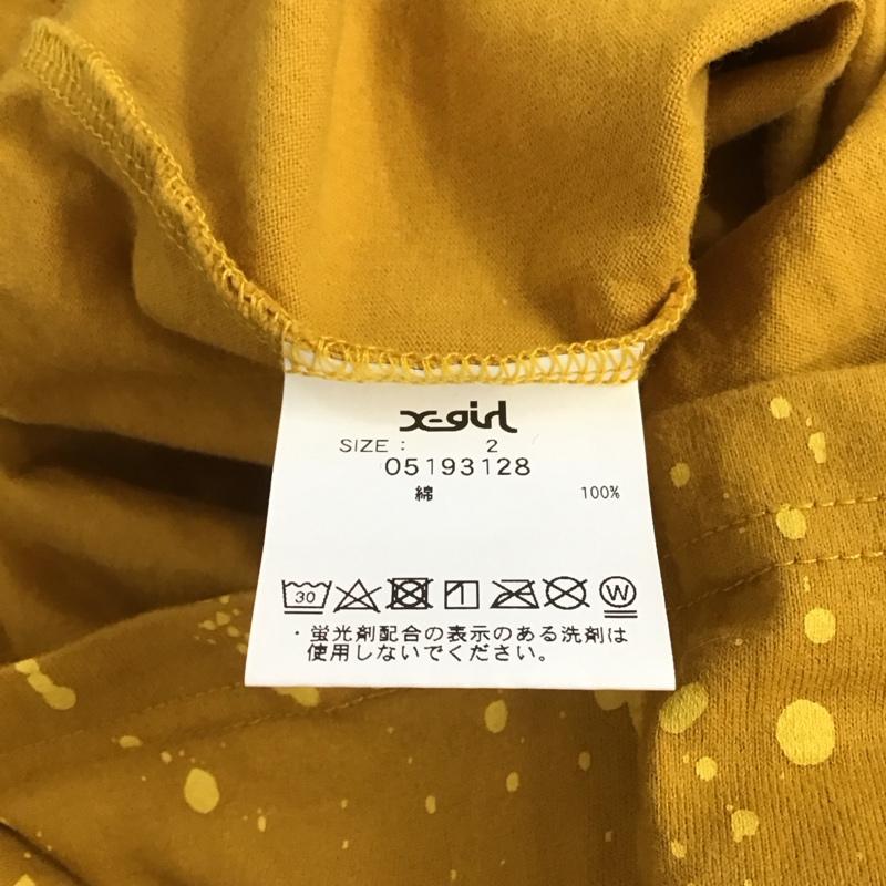 エックスガール X-girl カットソー 長袖 長袖カットソー プリントカットソー クルーネック 2 プリント マスタード / マスタード / レディース USED 古着 中古 10145397