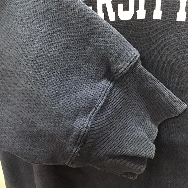 チャンピオン Champion トレーナー 長袖 長袖トレーナー スウェット クルーネック リブスウェットカットソー 古着 XXL ロゴ、文字 紺 / ネイビー / メンズ USED 古着 中古 10114380