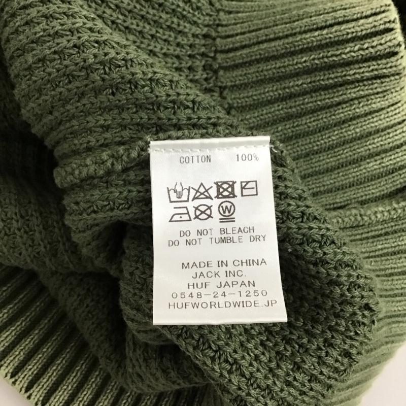 ハフ HUF ニット、セーター 長袖 コットンニット L ロゴ、文字 緑 / グリーン / メンズ USED 古着 中古 10125706