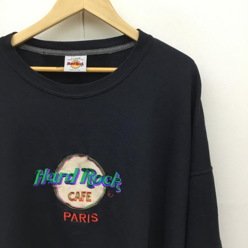 ユーズドクロージング used clothes トレーナー 長袖 Hard Rock CAFE PARIS XL ロゴ、文字 X 刺繍 黒 / ブラック / X 緑 / グリーン / X 赤 / レッド / X 桃 / ピンク / X ベージュ / ベージュ / メンズ USED 古着 中古 10136981