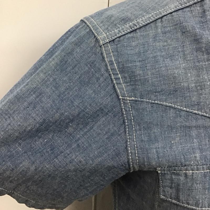 ザリアルマッコイズ THE REAL McCOY S シャツ、ブラウス 半袖 半袖シャツ カラーシャツ 半袖カットソー プリントシャツ ロゴ、文字 インディゴ / インディゴ /  メンズ USED 古着 中古 10113101