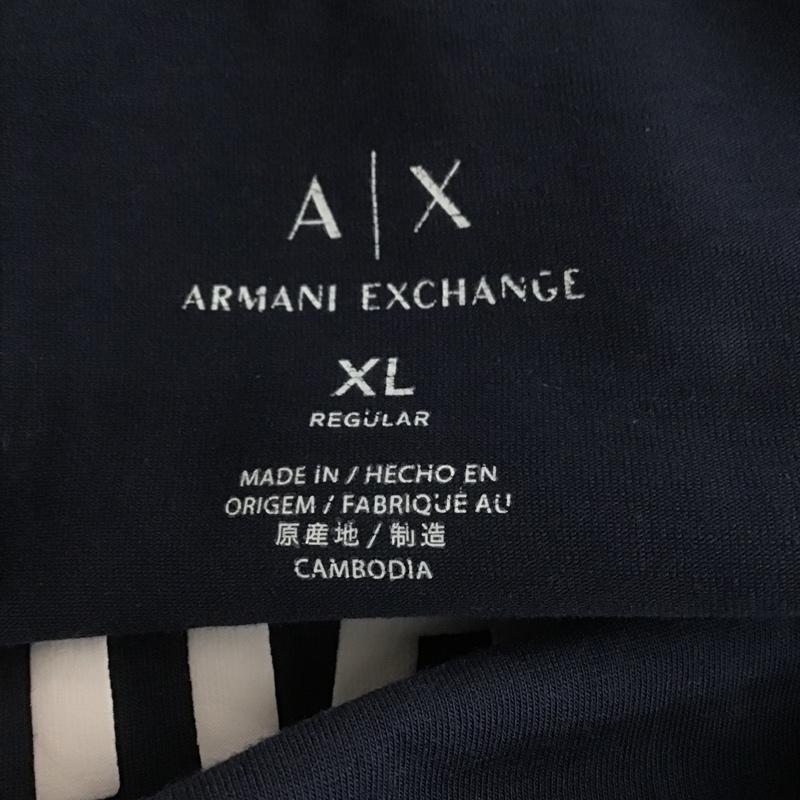 アルマーニエクスチェンジ A/X ARMANIEXCHANGE カットソー 長袖 3gztvf z8m9z 長袖カットソー プリントTシャツ クルーネックカットソー XL ロゴ、文字 紺 / ネイビー / メンズ USED 古着 中古 10106236