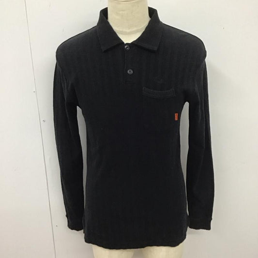 キャリー CALEE カットソー 長袖 長袖カットソー カラーシャツ 長袖ポロシャツ M ロゴ、文字 黒 / ブラック /  メンズ USED 古着 中古 10113116