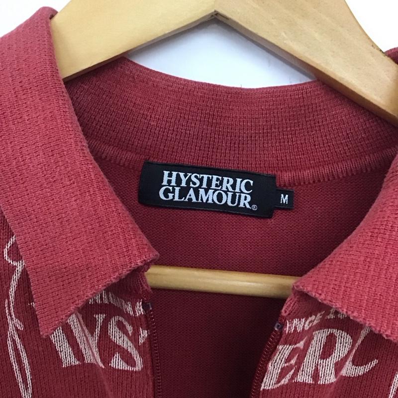 ヒステリックグラマー HYSTERIC GLAMOUR カットソー 長袖 長袖カットソー プリントカットソー カラーネック 長袖ポロシャツ M プリント 赤 / レッド / メンズ USED 古着 中古 10132911