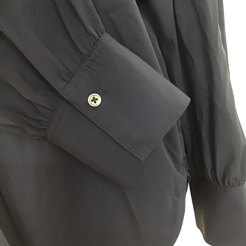 グリーンレーベルリラクシング green label relaxing シャツ、ブラウス 長袖 3511-167-1356 フリルスタンド XS 無地 紺 / ネイビー / レディース USED 古着 中古 10109663