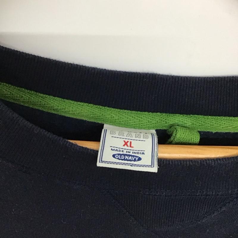 オールドネイビー OLD NAVY トレーナー 長袖 長袖トレーナー スウェット クルーネック プルオーバー XL ロゴ、文字 紺 / ネイビー / メンズ USED 古着 中古 10135772