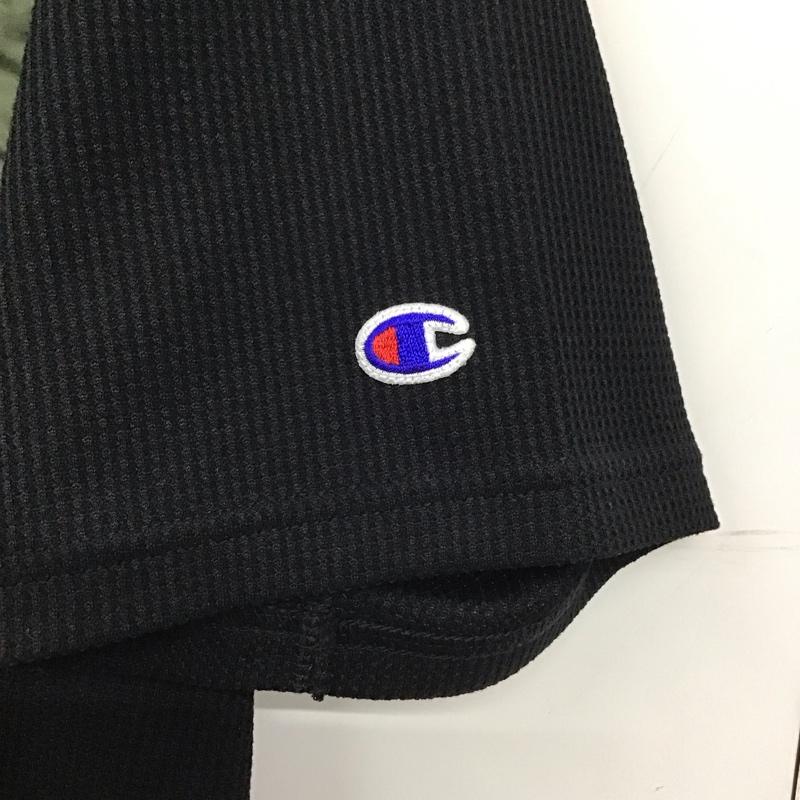 チャンピオン Champion カットソー 半袖 c3-bs325 半袖カットソー 無地Tシャツ クルーネックカットソー XL ロゴ、文字 黒 / ブラック / メンズ USED 古着 中古 10137492