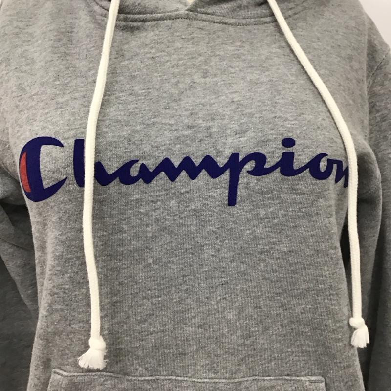 チャンピオン Champion パーカー 長袖 cw-l109 スウェットパーカー 長袖パーカー トレーナー M ロゴ、文字 灰 / グレー / レディース USED 古着 中古 10111519
