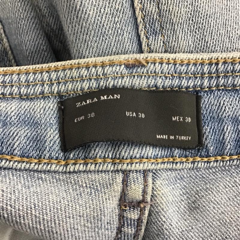 ザラ ZARA パンツ デニム、ジーンズ 6045 467 406 バラ 刺繍 ダメージ加工 水色 / ライトブルー / メンズ USED 古着 中古 10139605