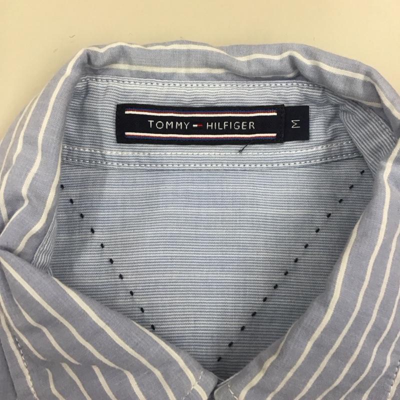 トミーヒルフィガー TOMMY HILFIGER シャツ、ブラウス 長袖 長袖シャツ カラーシャツ ストライプシャツ 長袖カットソー ボタンダウンシャツ リバーシブル M ストライプ 水色 / ライトブルー / X 白 / ホワイト /  メンズ USED 古着 中古 10111710