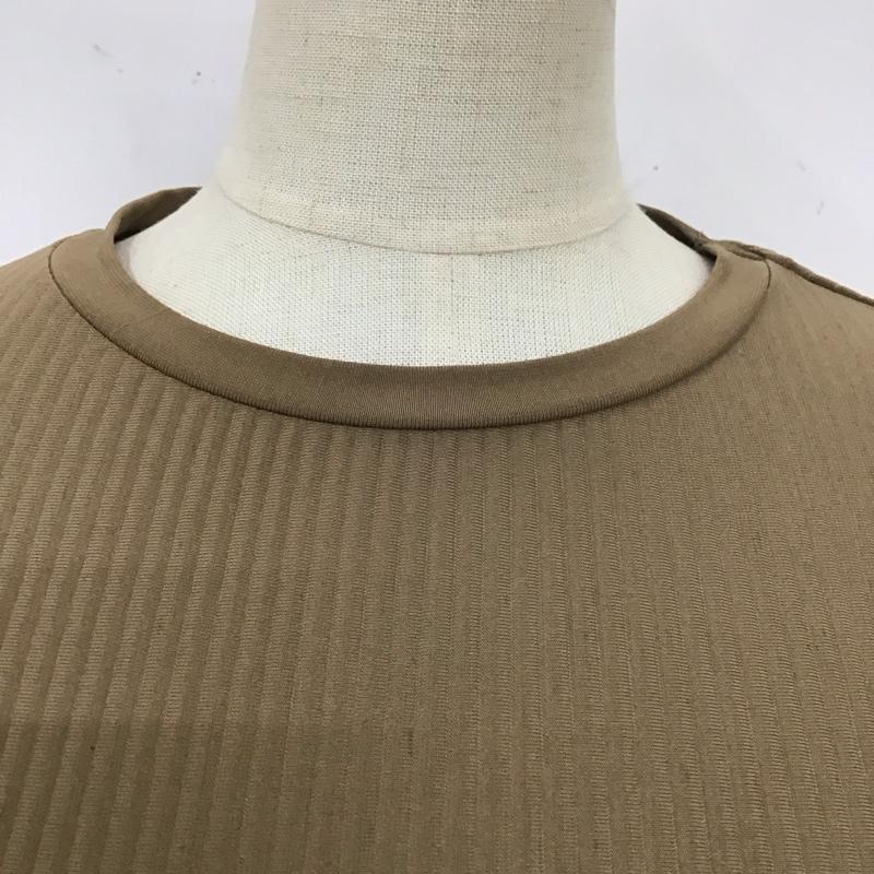 ザラ ZARA カットソー 半袖 プリーツ リブ S 無地 茶 / ブラウン /  レディース USED 古着 中古 10113488