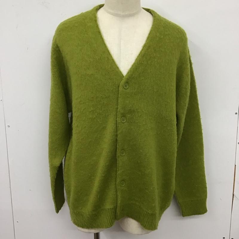 ビームス BEAMS カーディガン 長袖 ウール モヘヤ M 無地 黄緑 / イエローグリーン / メンズ USED 古着 中古 10123316