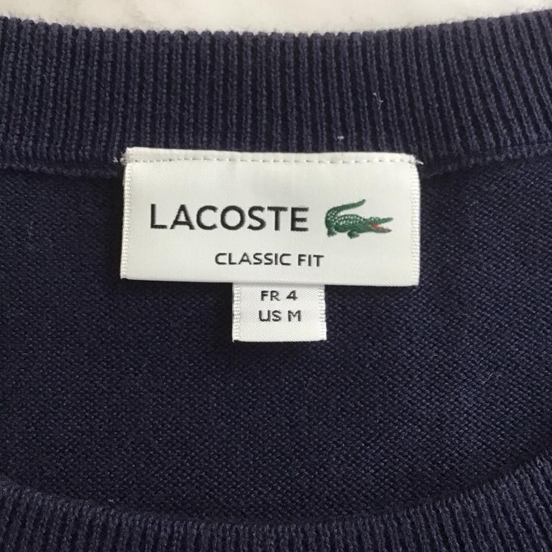 ラコステ LACOSTE ニット、セーター 半袖 半袖ニットカットソー クルーネックカットソー セーター M ロゴ、文字 紺 / ネイビー / メンズ USED 古着 中古 10107765