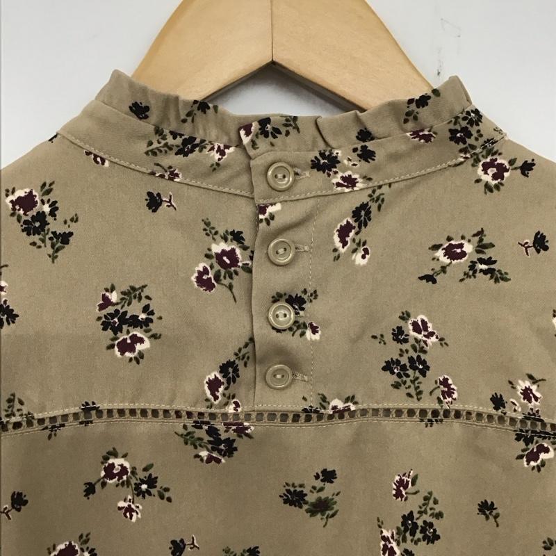 マジェスティックレゴン MAJESTIC LEGON カットソー 長袖 長袖カットソー プルオーバーシャツ フリルカラー S 花柄 茶 / ブラウン / レディース USED 古着 中古 10135622