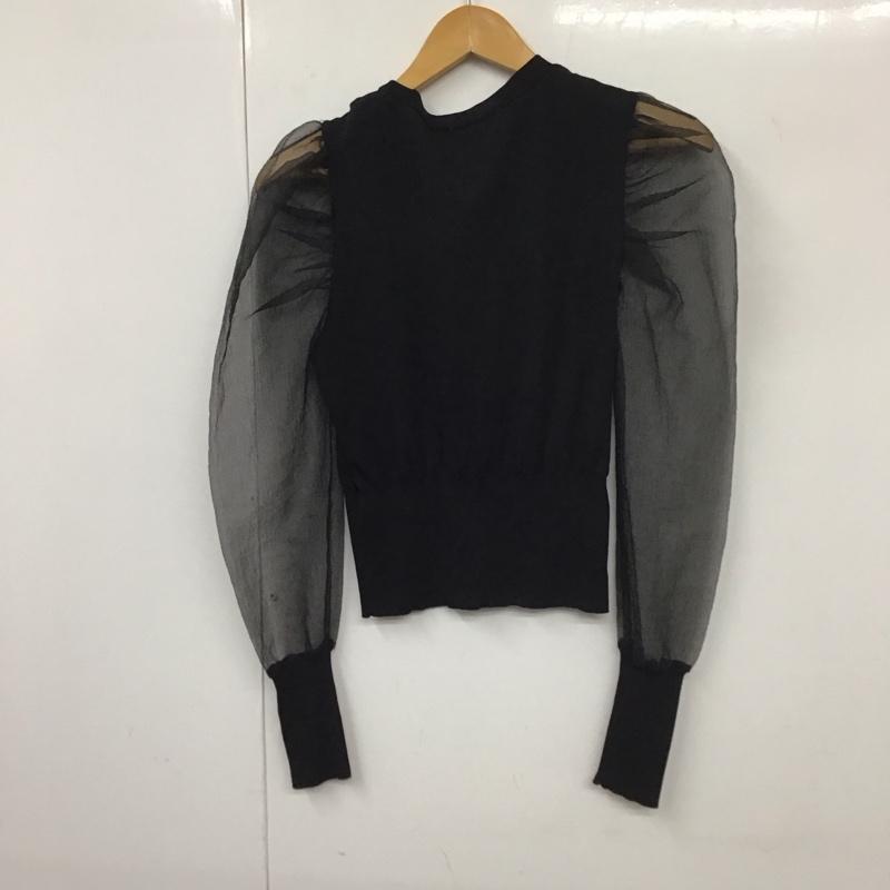 ザラ ZARA カーディガン 長袖 2488 131 800 袖シアー M 無地 黒 / ブラック / レディース USED 古着 中古 10131215