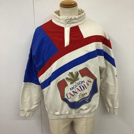 古着 USED トレーナー 長袖 ハーフジップ Molson Canadian M プリント 白 / ホワイト / X 青 / ブルー / X 赤 / レッド /  メンズ USED 古着 中古 10116822