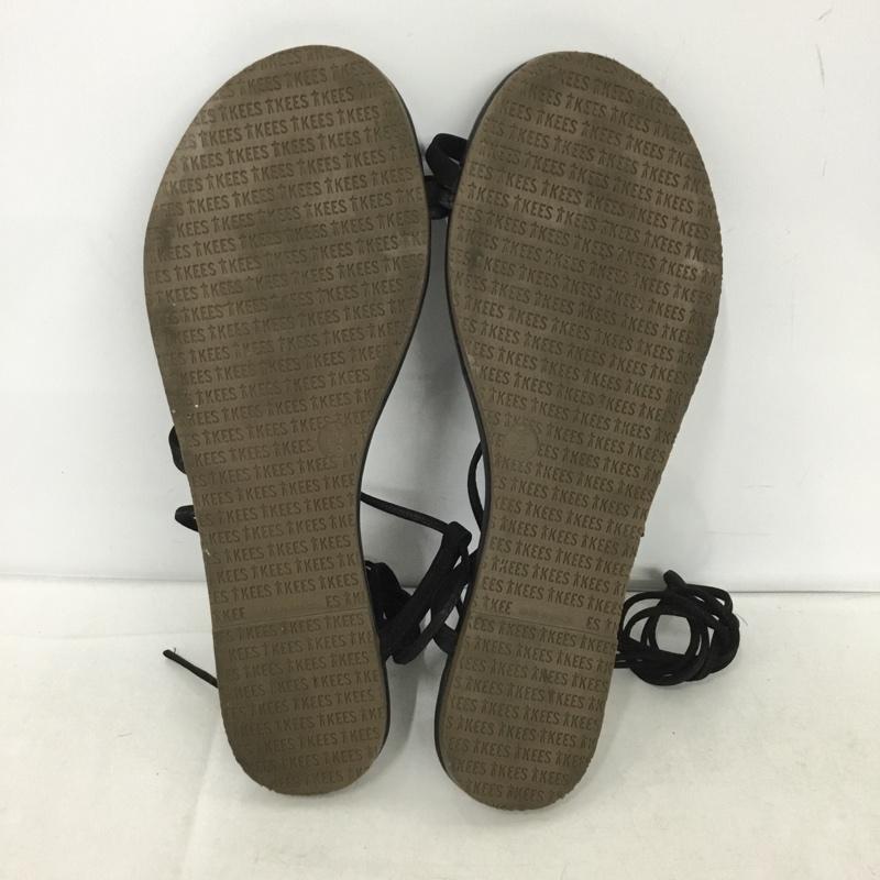 古着 USED サンダル サンダル TKEES 編み上げ レースアップ 39 US:8 無地 黒 / ブラック / レディース USED 古着 中古 10138012