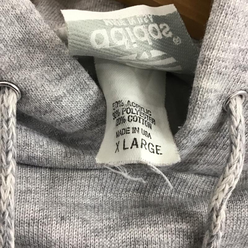 アディダス adidas パーカー 長袖 長袖パーカー プルオーバーパーカー スウェット XL ロゴ、文字 灰 / グレー / メンズ USED 古着 中古 10138966