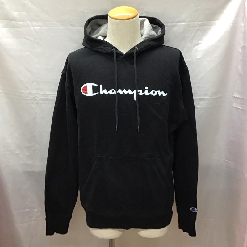 チャンピオン Champion パーカー 長袖 長袖パーカー フード付きパーカー プリントスウェット トレーナー XL ロゴ、文字 黒 / ブラック /  メンズ USED 古着 中古 10118546