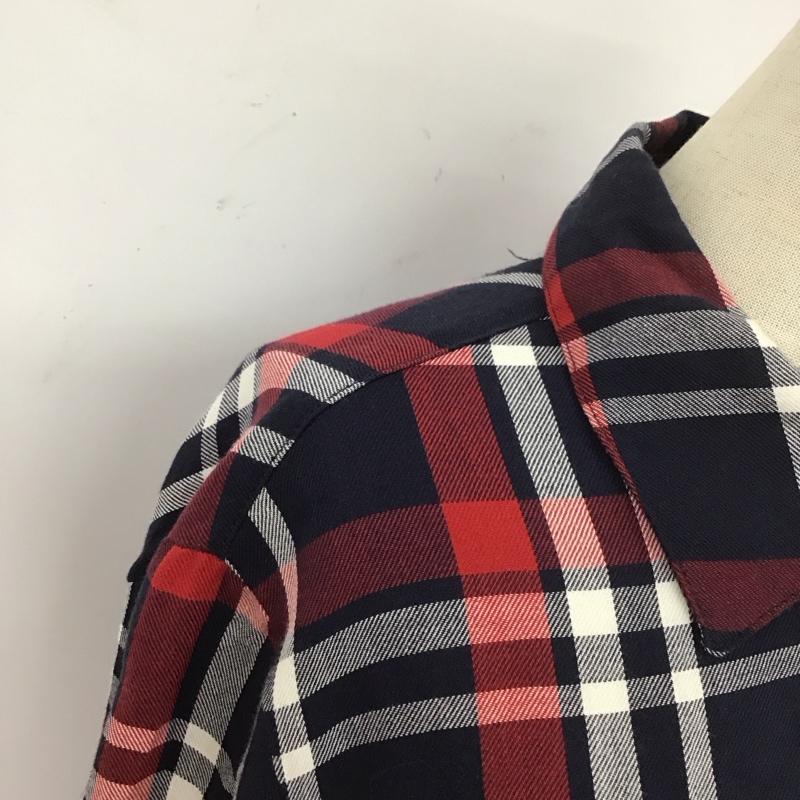 ザラウーマン ZARA WOMAN シャツ、ブラウス 長袖 ワークシャツ XS チェック 赤 / レッド / X 紺 / ネイビー / X 白 / ホワイト / レディース USED 古着 中古 10113478